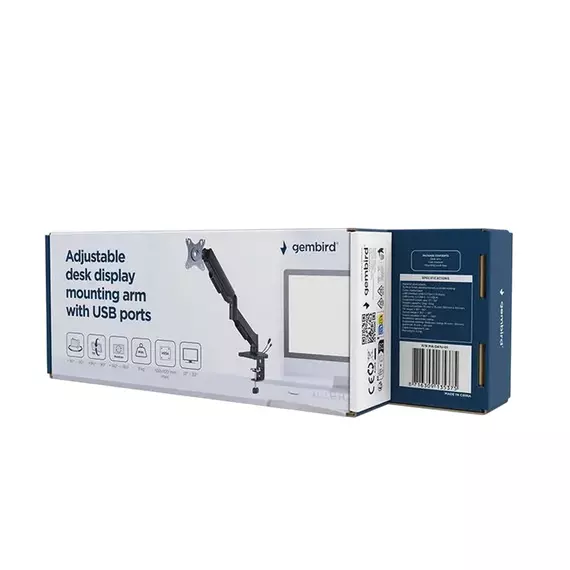 Suport birou pentru monitoare Gembird MA-DA1U-01, Negru, 4 image