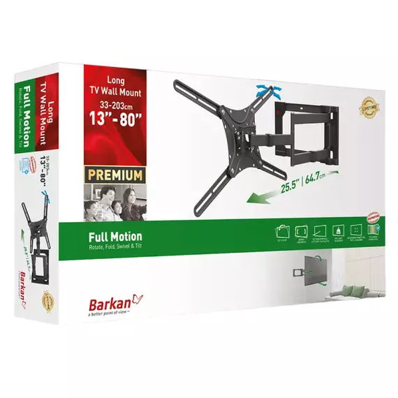 Suport TV de perete BARKAN 4400, Negru, 2 image