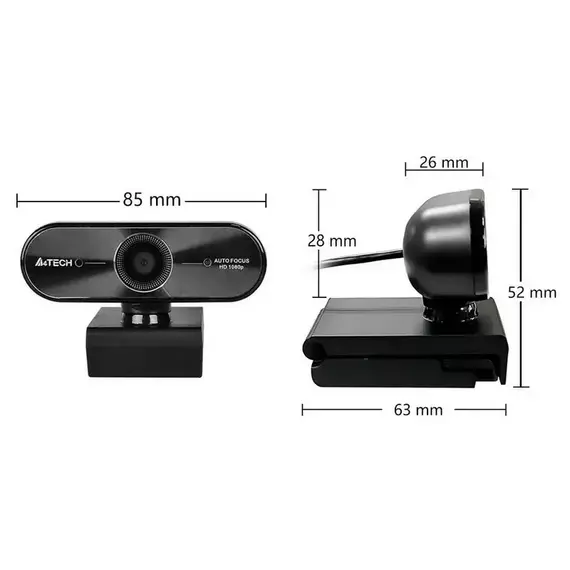 PC Camera A4Tech PK-940HA, 1080P Full HD, Auto Focus, Built-in Microphone, Black, 8 image