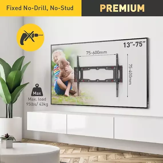 Wall Mount Barkan ''ND400.B'' Black 13"-75" Full Motion, max.43kg, VESA mm: up to 600x400mm, 7 image