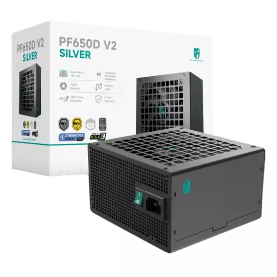 Power Supply ATX 650W Deepcool PF650D V2, 80+ Silver, 120mm, Active PFC, DC/DC, ATX 3.1, Flat cable, 6 image
