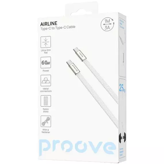 Cablu Type-C (Type-C), Proove AirLine 60W (1m), White, 4 image