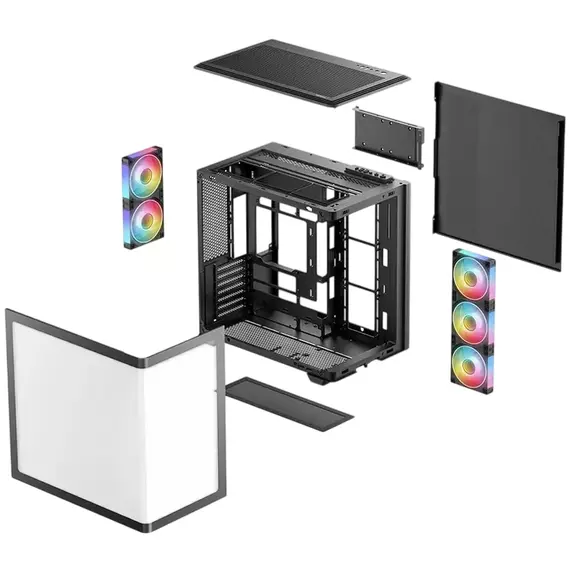 Case ATX Deepcool CG590U 5F, w/o PSU,3x120side 2x120rear ARGB PWM, 2xUSB3.0, 1xTypeC, Curved-Glass P, 8 image