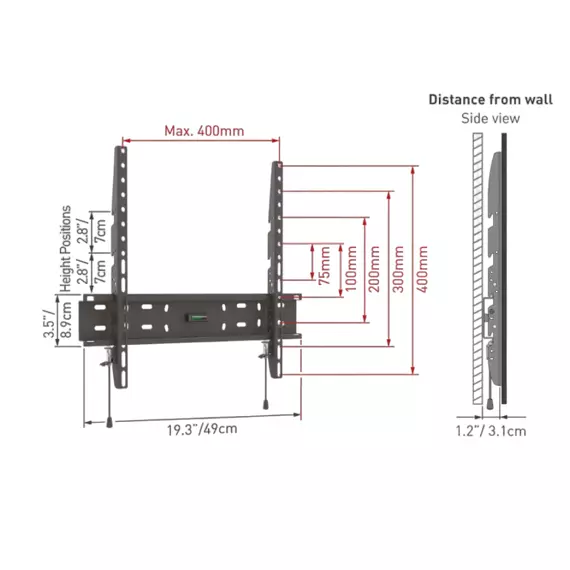 Suport fixat pe perete BARKAN E30, Negru, 2 image