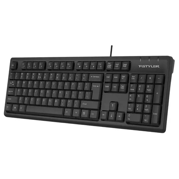 Keyboard A4Tech FK12, Fstyler FN Multimedia Wired Keyboard ( US+RU+RO ), Black, 2 image