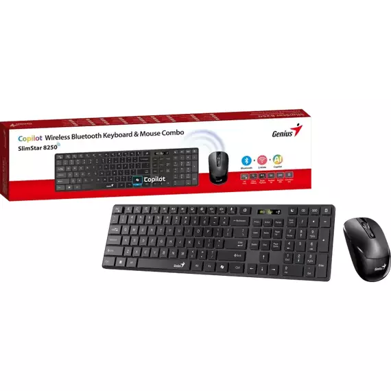 Set Tastatură + Mouse Genius SlimStar 8250, Fără fir, Negru, 4 image