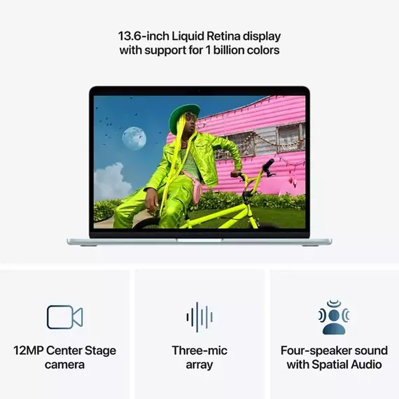 NB Apple MacBook Air 13.6" Z1L9000BT Sky Blue (M5 16Gb 512Gb) 70W charger, 5 image