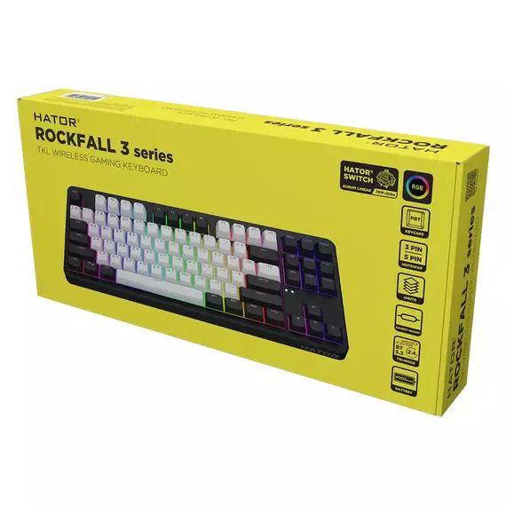 Tastatură HATOR Rockfall 3 TKL, Cu fir / Fără fir, Negru, 2 image