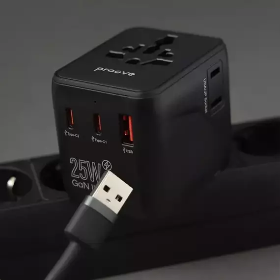 Travel Adapter Proove Trip, 25W, Black, 4 image