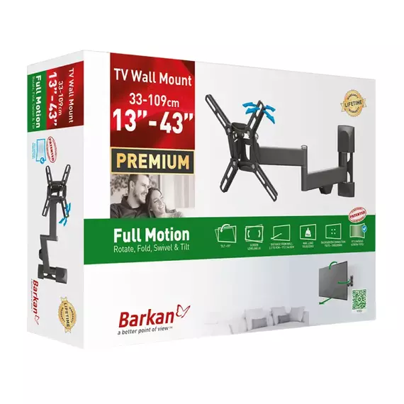 Suport TV de perete  BARKAN 2400, Negru, 3 image