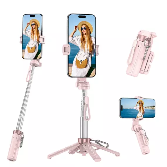 Tripod & Selfie Stick Portable XO SS29 (64cm), Pink, 4 image
