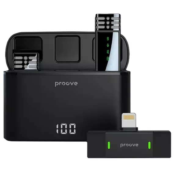 Microphone Wireless Proove Record Lightning (2 mic),Black, 2 image