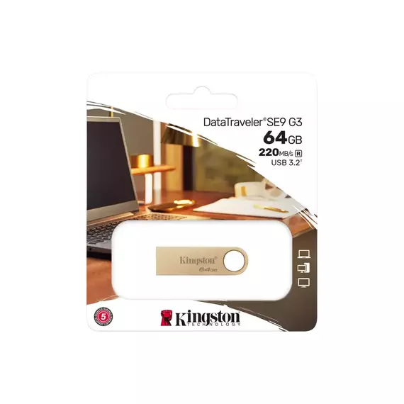 Memorie USB Kingston DataTraveler SE9 G3, 64GB, Auriu, 2 image
