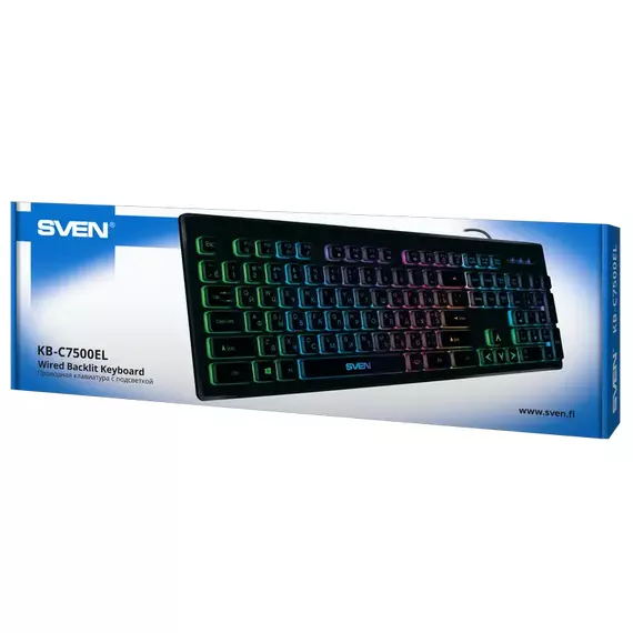 Tastatură SVEN KB-C7500EL, Cu fir, Negru, 4 image