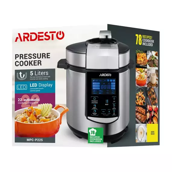 Aparat de gătit multifuncțional sub presiune Ardesto MPC-P225, Argintiu | Negru, 3 image