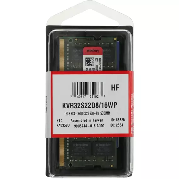 Memorie RAM Kingston ValueRAM, DDR4 SDRAM, 3200 MHz, 16GB, KVR32S22D8/16WP, 4 image