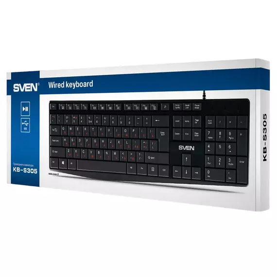 Tastatură SVEN KB-S305, Cu fir, Negru, 4 image