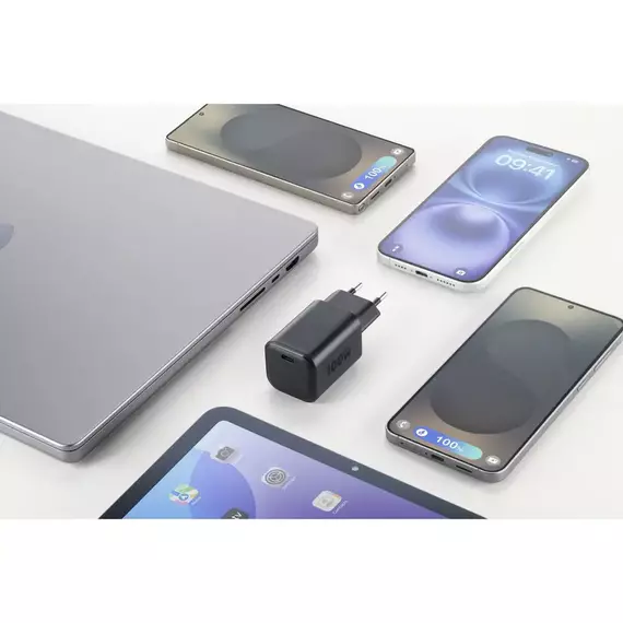 Wall Charger GAN Cellularline, 1 Port PD USB-C, 100W, Black, 2 image