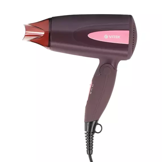 Uscător de păr compact VITEK VT-2261, 1300 W, Bordo, 2 image