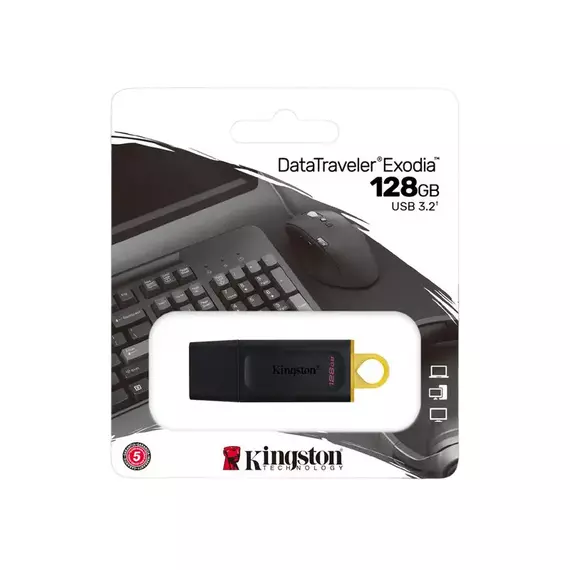 Memorie USB Kingston DataTraveler Exodia, 128GB, Negru/Galben, 3 image