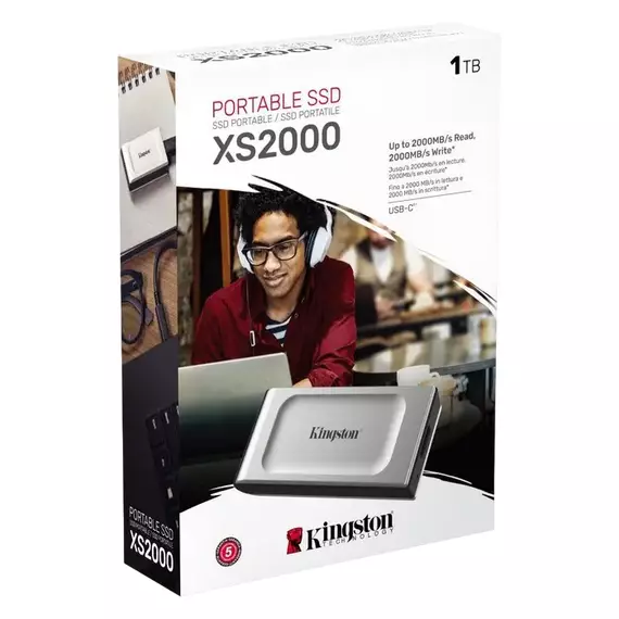 SSD portabil extern Kingston XS2000, 1 TB, Argintiu (SXS2000/1000G), 4 image