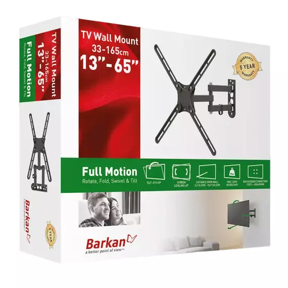 Suport TV de perete BARKAN E3433, Negru, 2 image