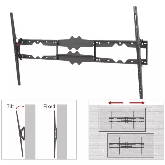 Wall Mount Barkan ''BM510'' Black 55"-100" Giant TV Tilt, max.120kg, VESA mm: up to 1200x600mm, 4 image