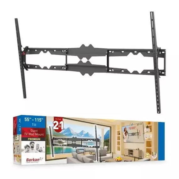 Wall Mount Barkan ''BM510'' Black 55"-100" Giant TV Tilt, max.120kg, VESA mm: up to 1200x600mm, 2 image