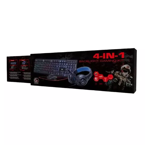 Set Tastatură + Mouse + Mouse Pad + Căști Gembird GGS-UMGL4-02, Cu fir, Negru, 2 image