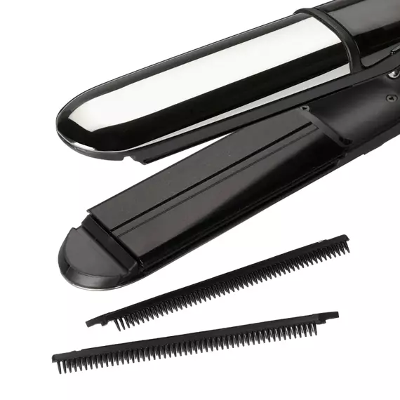 Placă de îndreptat părul BaByliss 2 in 1 Steam Shine ST496E, Negru | Argintiu, 5 image