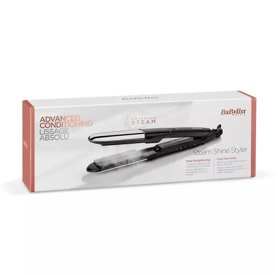 Placă de îndreptat părul BaByliss 2 in 1 Steam Shine ST496E, Negru | Argintiu, 6 image