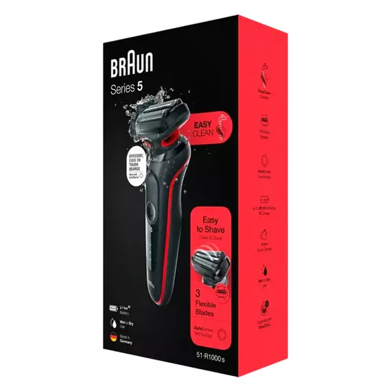 Aparat de ras electric Braun 51-R1000s, Negru | Roșu, 3 image