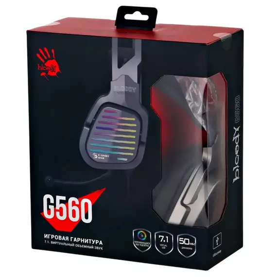 Căști gaming Bloody G560, Cu fir, Gun Grey, 3 image