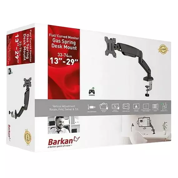 Suport birou pentru monitoare BARKAN M121P, Negru, 2 image