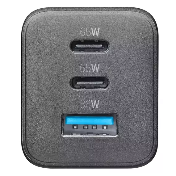 Încărcător Cellularline Wall Charger GAN, 3 Ports, 65W, Negru, 4 image