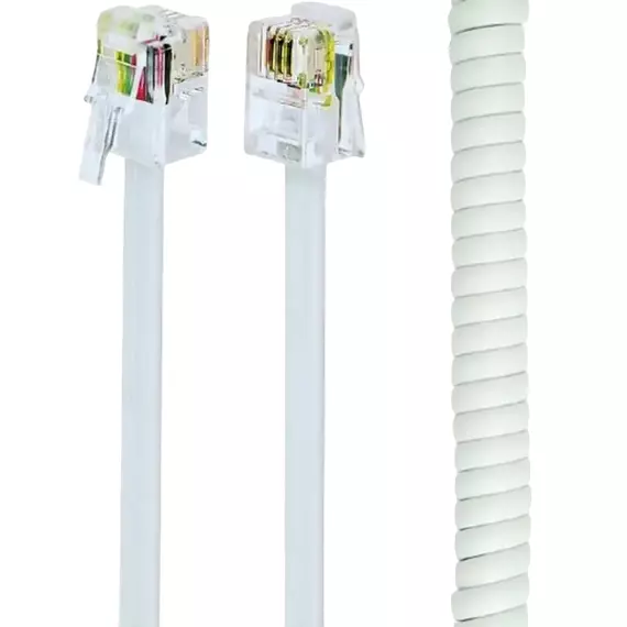 Cablu spiralat al receptorului telefonic Cablexpert TC4P4CS-2M, Alb, 5 image