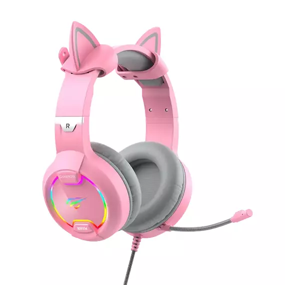 Căști gaming Havit H2233d, Cu fir, Roz, 4 image