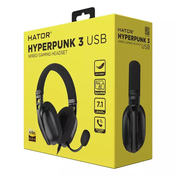 Căști gaming HATOR Hyperpunk 3 USB, Cu fir, Negru, 7 image