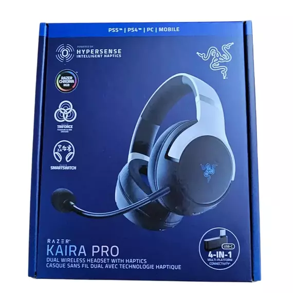 Căști gaming Razer Kaira HyperSpeed pentru PS5, Fără fir, Alb | Negru, 4 image