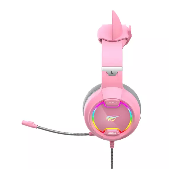Căști gaming Havit H2233d, Cu fir, Roz, 3 image
