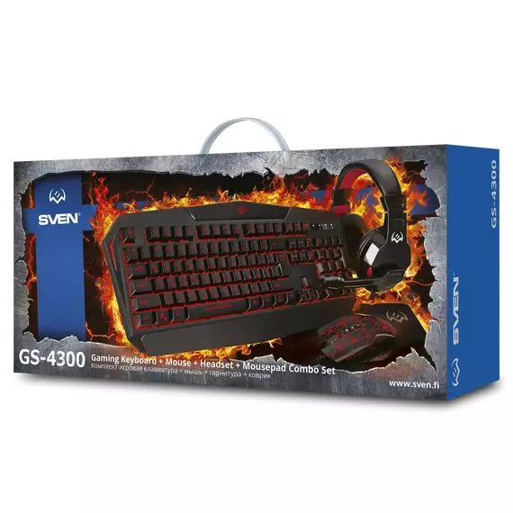Set Tastatură + Mouse + Mouse Pad + Căști SVEN GS-4300, Cu fir, Negru, 7 image