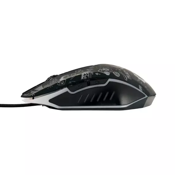 Mouse Gembird MUS-6B-GRAFIX-01, Optical, 1200-3600 dpi, 6 buttons, LED, Ambidextrous, 1.5m, Black, 6 image