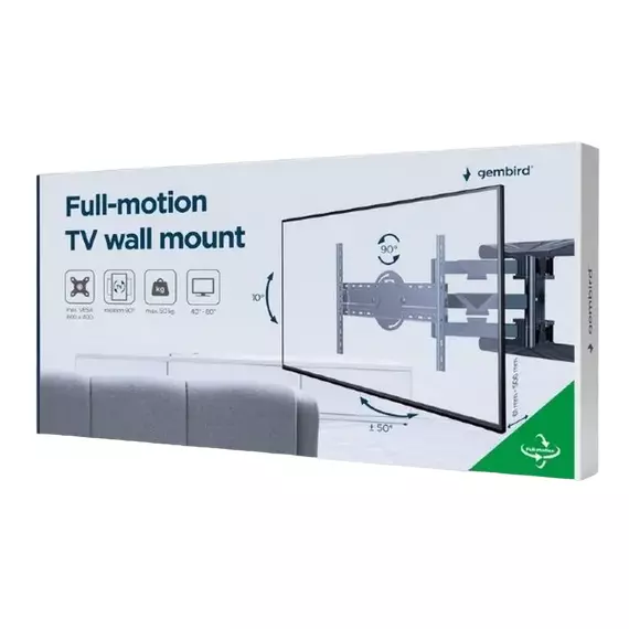 Suport TV tavan Full-motion Gembird WM-80STR-01, Negru, 8 image