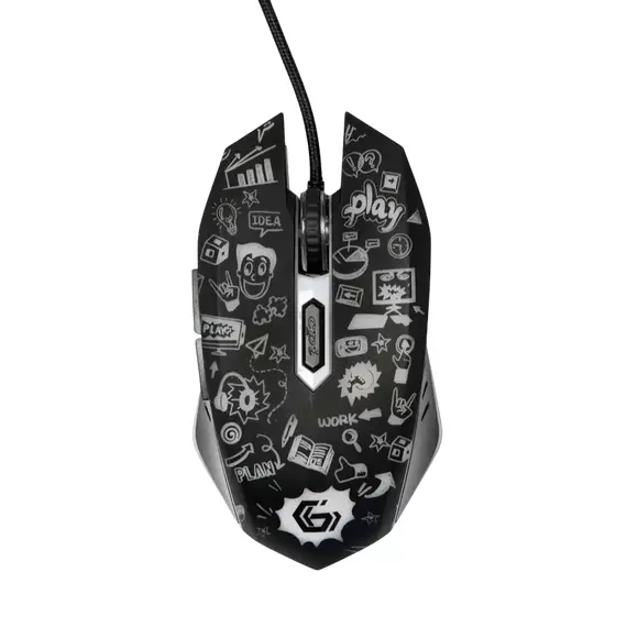 Mouse Gembird MUS-6B-GRAFIX-01, Optical, 1200-3600 dpi, 6 buttons, LED, Ambidextrous, 1.5m, Black, 2 image