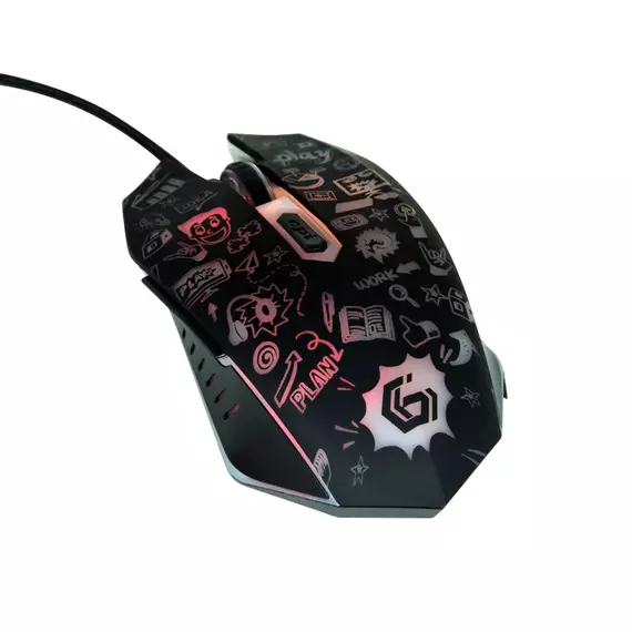 Mouse Gembird MUS-6B-GRAFIX-01, Optical, 1200-3600 dpi, 6 buttons, LED, Ambidextrous, 1.5m, Black, 7 image