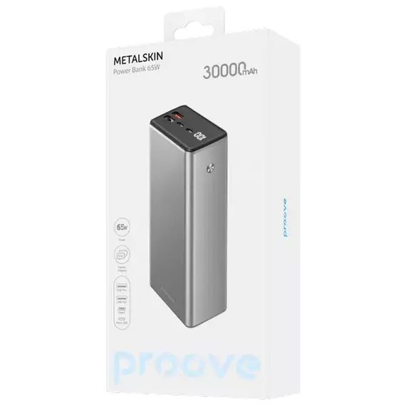 Acumulator extern Proove Metalskin, 30000mAh, Gri, 2 image