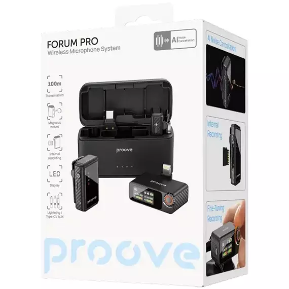 Microphone Wireless Microphone System Proove Forum Pro (Lightning/Type-C/AUX), Black, 3 image