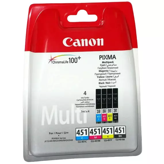 Cartușe de cerneală multipack Canon CLI-451, 7ml, Multipack BK/C/M/Y, 2 image