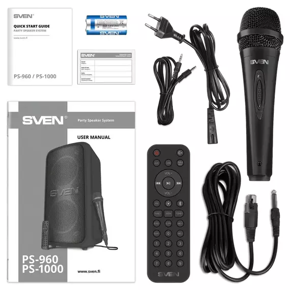 Partybox SVEN "PS-960" 180W, TWS, Bluetooth, FM, USB,LED-display, 6000mA*h, Black, 8 image
