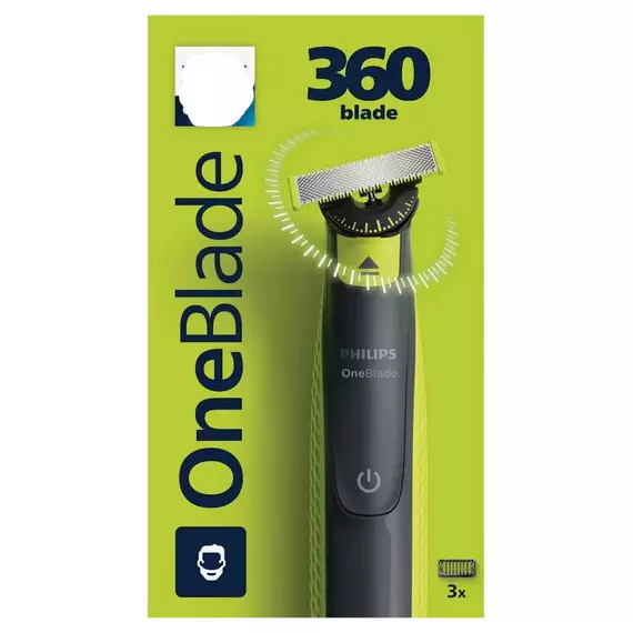 Trimmer pentru bărbați Philips OneBlade QP2724/23, Negru | Verde, 2 image